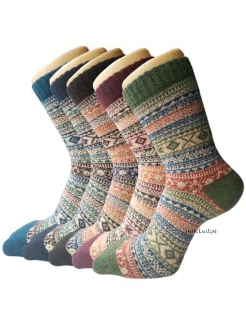 Wool Blend Crew Boot Socks 5 Pairs Winter Warm Calf Length